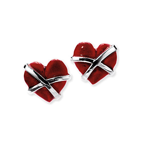 My only One Herz Ohrstecker mit Überschlag aus Silber und Brandlack