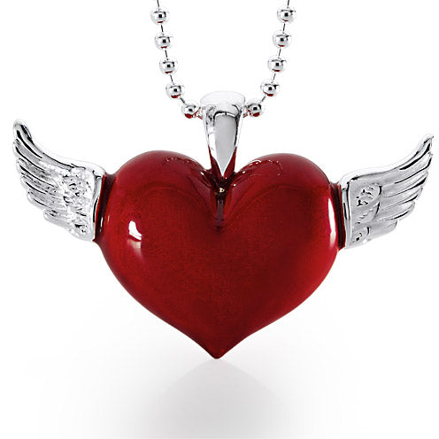My only One großer Herz Anhänger mit Flügel aus Silber und Brandlack