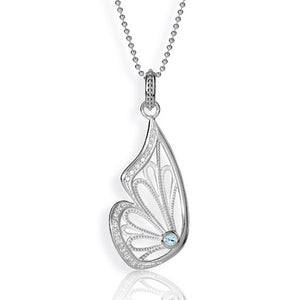 Butterfly, großer Anhänger aus Silber mit Zirkoniapavée & Topas.