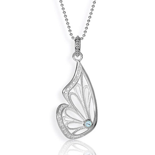 Butterfly, großer Anhänger aus Silber mit Zirkoniapavée & Topas.