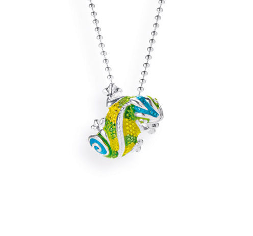 Chameleon Anhänger aus Silber mit Brandlack