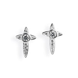 Cross Kreuz Ohrstecker aus Silber mit Zirkoniapavée