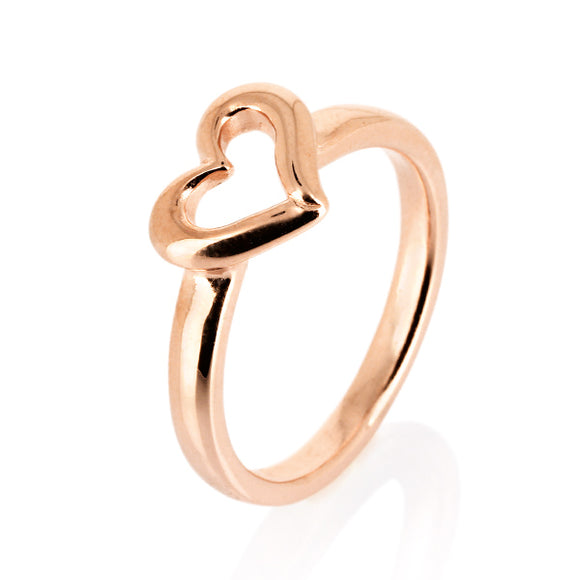 Deep in my Heart Herz Ring aus Silber rotgoldplattiert