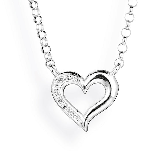 Deep in my Heart, Collier mit Herz aus Silber & Zirkoniapavée.
