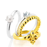 Style & Go Steckring klassischer Ring aus Silber mit weißer Muschelkernperle