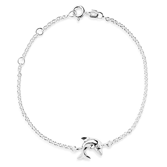 Delfin Armband mit Delfin aus Silber und Federring