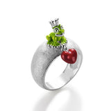 Green Froggy Ring aus Silber mit Brandlack