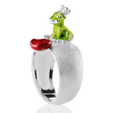 Green Froggy Ring aus Silber mit Brandlack