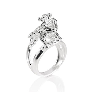 Froggy großer Frosch Ring aus Silber mit weißem Zirkoniapavée