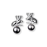 Froggy Frosch Ohrstecker aus Silber mit grauer Muschelkernperle