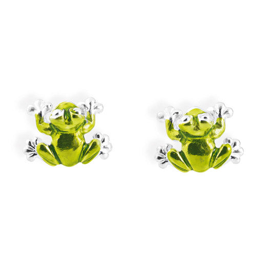 Green Froggy Frosch Ohrstecker aus Silber mit Brandlack