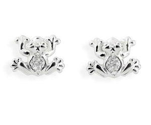 Froggy Frosch Ohrstecker aus Silber mit Zirkoniapavée