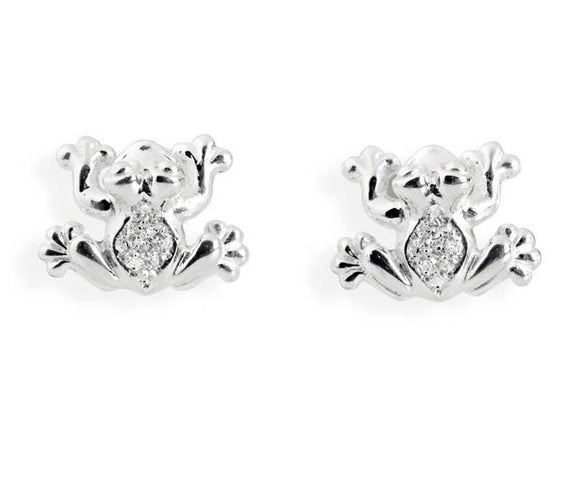 Froggy Frosch Ohrstecker aus Silber mit Zirkoniapavée