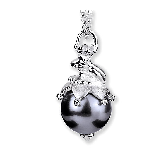 Froggy kleiner Frosch Anhänger aus Silber mit grauer Muschelkernperle