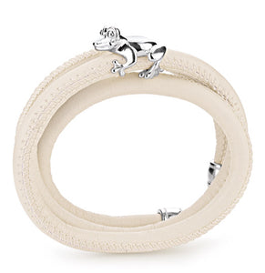 Froggy Lederarmband creme mit Frosch aus Silber und Karabiner