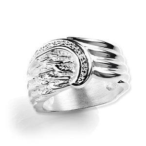 Fly with Me Flügel Ring aus Silber mit weißem Zirkoniapavée