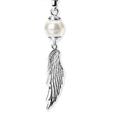 Fly with Me großer Flügel Anhänger aus Silber mit Zirkoniapavée und weißer Muschelkernperle
