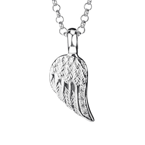Fly with Me breiter Flügel Anhänger aus Silber mit Zirkoniapavée