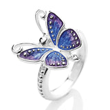 Flying Purple Schmetterling Ring aus Silber mit Brandlack
