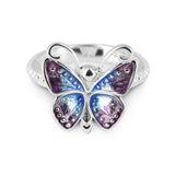 Flying Purple Schmetterling Ring aus Silber mit Brandlack