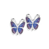 Flying Purple Schmetterling Ohrstecker aus Silber mit Brandlack
