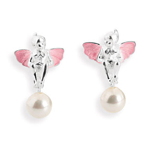 Fairytale Elfen Ohrstecker aus Silber mit Brandlack und weißer Muschelkernperle