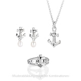 Glaube Liebe und Hoffnung Anker Anhänger aus Silber mit Zirkonia