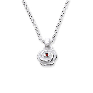 Hildegard K mini Rosen Anhänger aus Silber mit Rubin