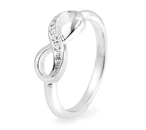 Infinity kleiner Ring aus Silber mit weißem Zirkoniapavée