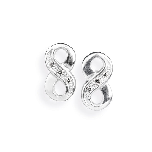 Infinity Ohrstecker aus Silber mit Zirkoniapavée