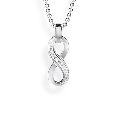 Infinity, Anhänger aus Silber mit Zirkoniapaveè.