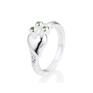 Lebensbaum kleiner Ring aus Silber mit grünen Zirkonia