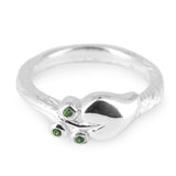 Lebensbaum kleiner Ring aus Silber mit grünen Zirkonia