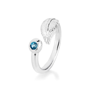 Light as a Feather Feder Ring aus Silber mit Topas