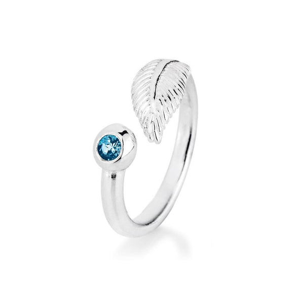 Light as a Feather Feder Ring aus Silber mit Topas