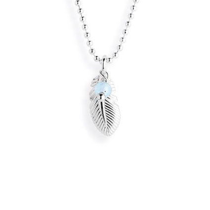 Light as a Feather kleiner Feder Anhänger aus Silber mit blauem Achat