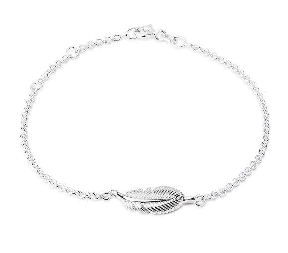 Light as a Feather Armband mit Feder aus Silber und Karabiner