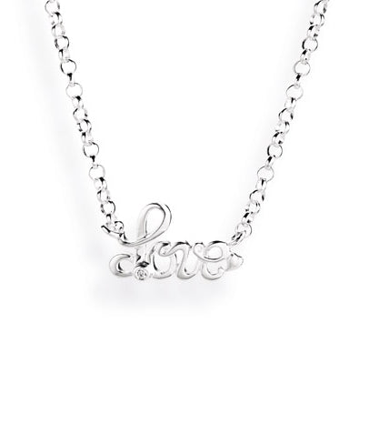 Love, Collier aus Silber mit Zirkonia.
