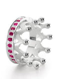 Crown of my Heart Kronen Ring aus Silber mit Rhodolithpavée rot