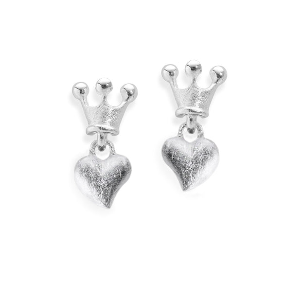 Crown of my Heart Kronen Ohrstecker mit Herz aus Silber