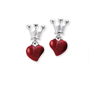 Crown of my Heart Kronen Ohrstecker mit Herz aus Silber und Brandlack