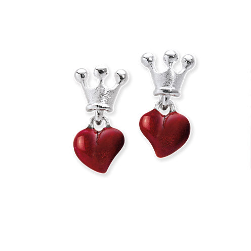 Crown of my Heart Kronen Ohrstecker mit Herz aus Silber und Brandlack