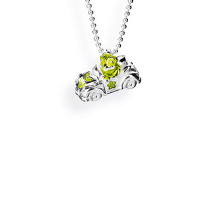 MINI Anhänger Frosch im Auto aus Silber mit Brandlack