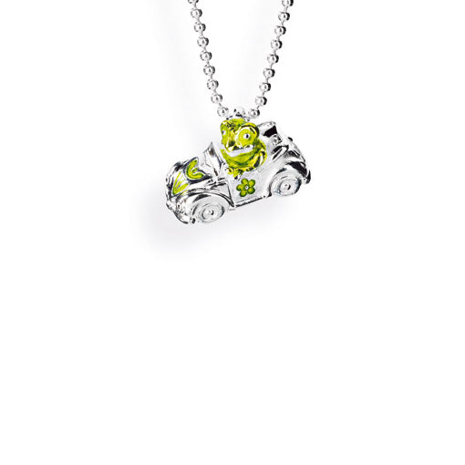 MINI Anhänger Frosch im Auto aus Silber mit Brandlack
