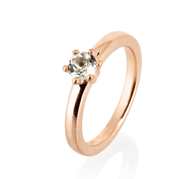 Style & Go Steckring Solitär Ring aus Silber rotgoldplattiert mit Bergkristall