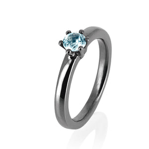 Style & Go Steckring Solitär Ring aus Silber geschwärzt mit Topas