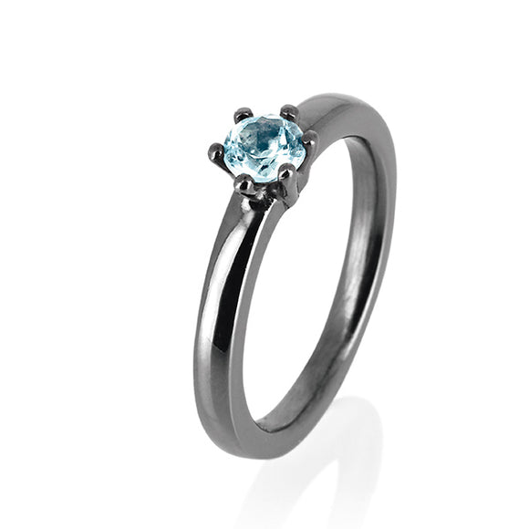 Style & Go Steckring Solitär Ring aus Silber geschwärzt mit Topas