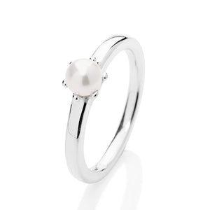 Style & Go Steckring klassischer Ring aus Silber mit weißer Muschelkernperle