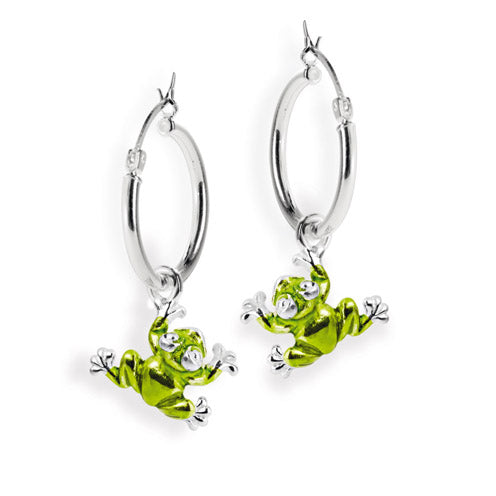 Green Froggy Frosch Einhänger für Creolen aus Silber mit Brandlack