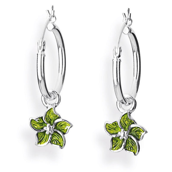 Green Froggy Blüten Einhänger für Creolen aus Silber mit Brandlack
